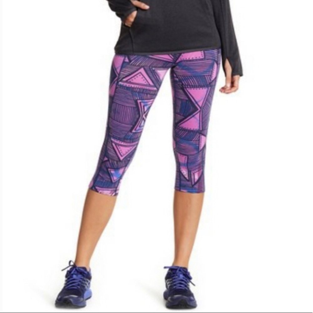 Women's The North Face Pulse Capri Purple Pattern Yoga Pants Leggings XS
